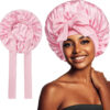 New Silk Bonnet For Sleeping Women Satin Bonnet Hair Bonnet Night Sleep Cap Scarf Wrap For Curly Hair With Tie Band For Curly Hair - Image 8